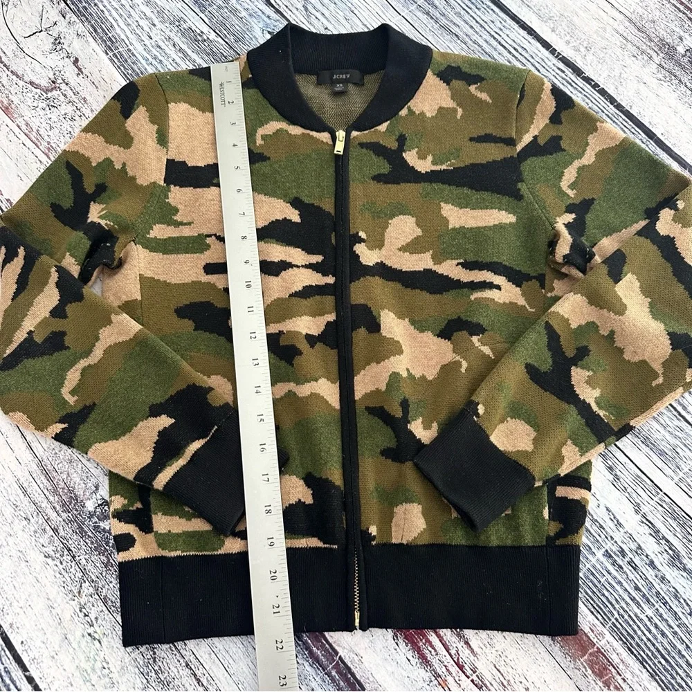 J. Crew Camouflage Bomber Knit Merino Wool Blend Jacket